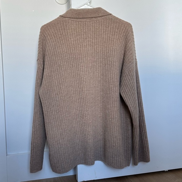 Mongolian Cashmere Wide-Rib Collared Cardigan - Picture 3 of 5